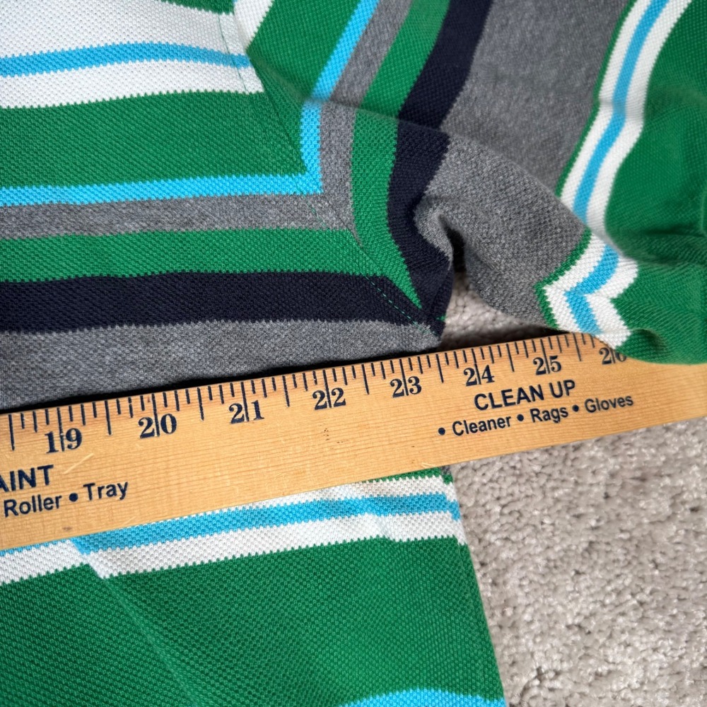 Lacoste Striped‎ Polo Shirt Mens Green Gray Blue White Size 9 Cotton - Picture 4 of 8